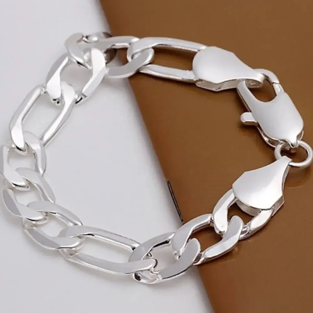Sterling Silver Figaro 12mm Bracelet